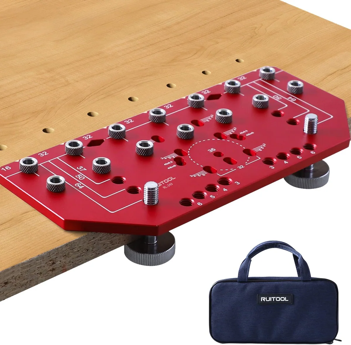 RUITOOL 7-Hole Shelf Pin Jig with Hinge Guide